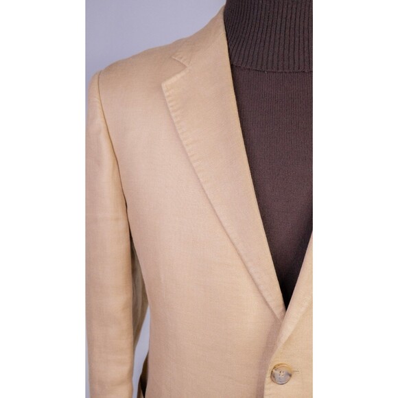 Banana Republic Sport Coat Patch Pockets Solid Beige Sz 42S 100% LINEN 2-Button - Picture 5 of 14